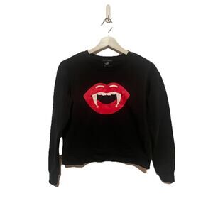 Better Together Vampire Lips Black‎ Sweatshirt Halloween Vamp Goth XS